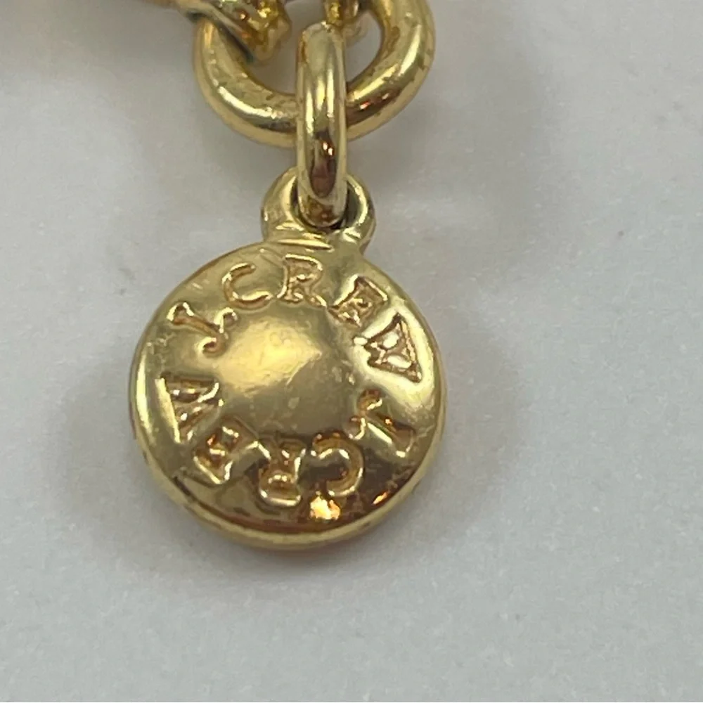 J. Crew Gold Tone Triple Leather Tassel Pendant Long Chain Necklace Boho Classic